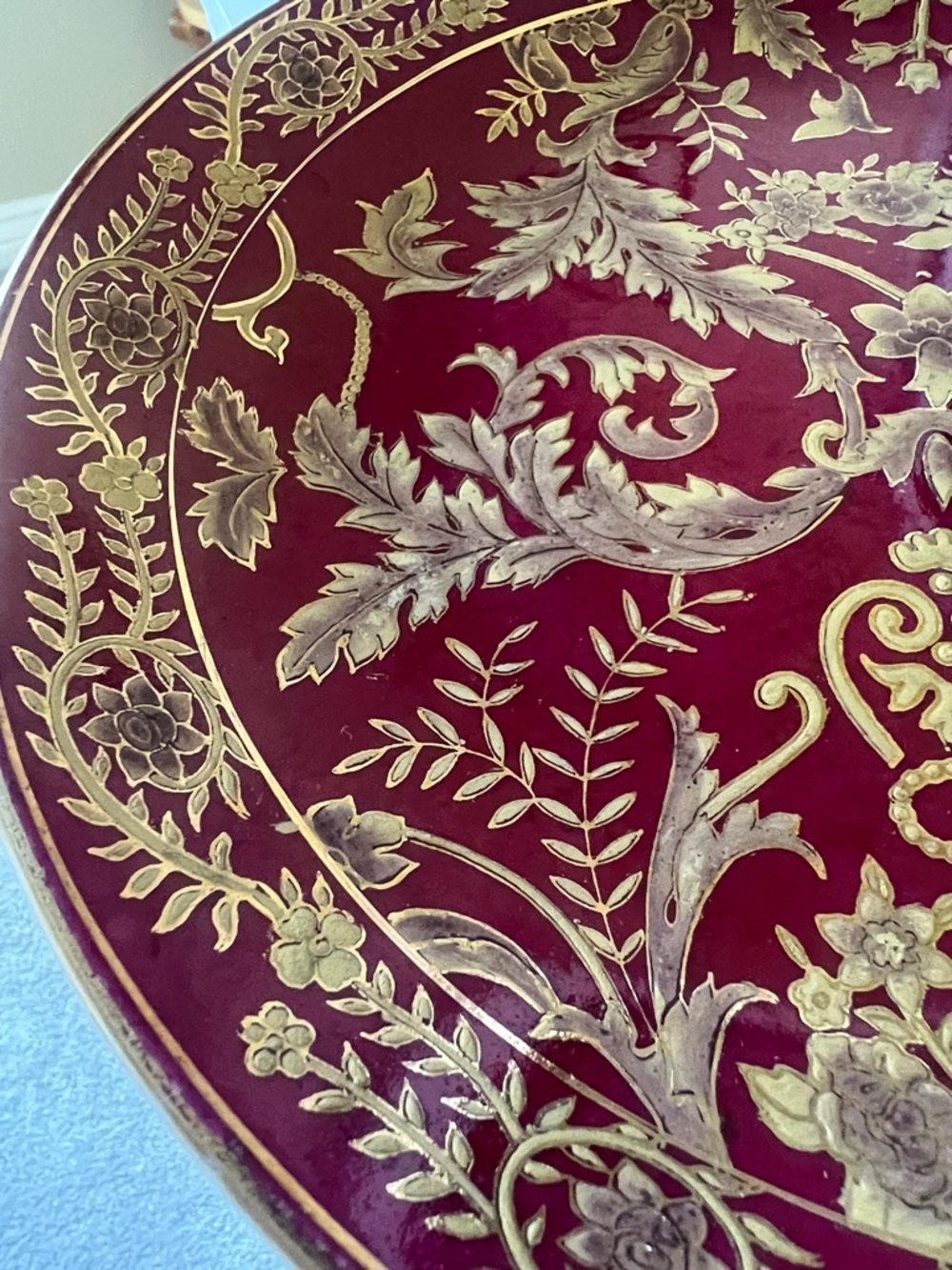 Ornate Accent Red and Gold Charger Plate - Elegant Table or Wall Accent - Picture 3 of 6
